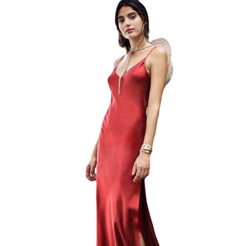 Robe maxi élégante pour femmes avec de fines bretelles spaghetti et une coupe fluide Chic und Stil