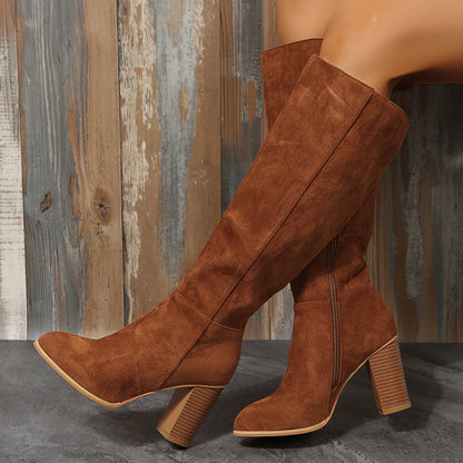 Bottes overknee à la mode pour femmes avec un élégant talon bloc et une semelle antidérapante Chic und Stil
