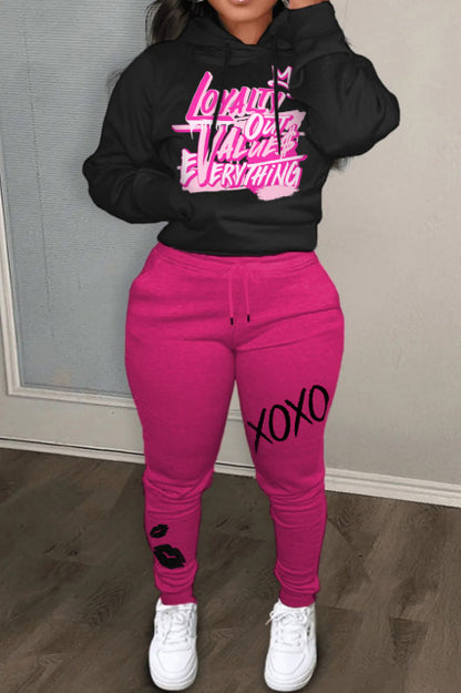 Leisure hoodie and jogger pants set for women with unique lettering and modern accents Chic and Style