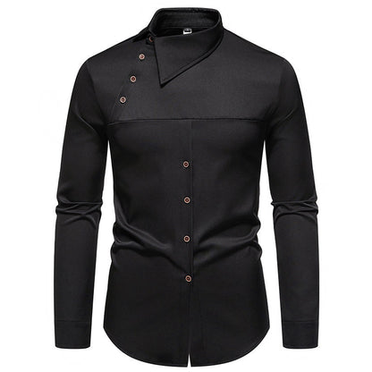 Chemise à manches longues pour hommes avec col innovant et design asymétrique Chic und Stil