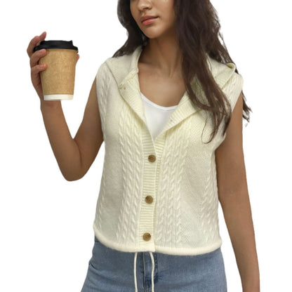 Dames gilet tricot avec capuche et joli motif en torsades Chic und Stil