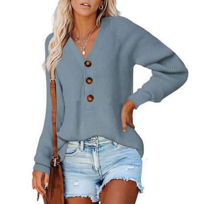 Pull en tricot pour femmes avec décolleté en V et détails de boutons Chic und Stil
