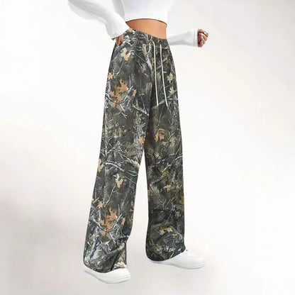 Dames Camouflage Détails Relaxed Fit Jogger-Pantalons Chic und Stil