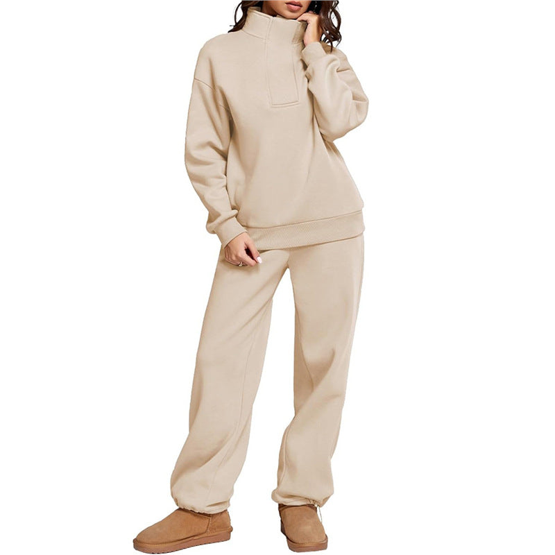 Women Comfortable Loungewear Set with High Neck and Wide Leg Pants Chic and Style