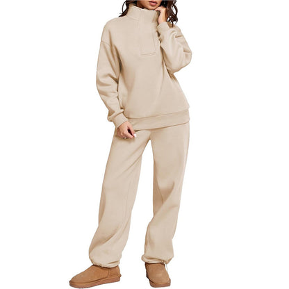 Women Comfortable Loungewear Set with High Neck and Wide Leg Pants Chic and Style