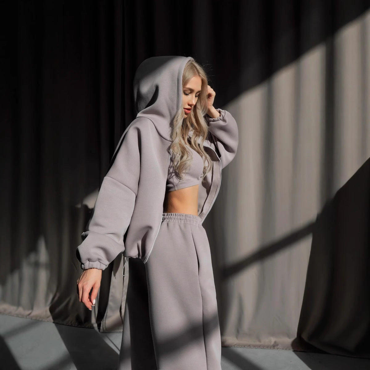 Chic and Style women's short hoodie set and casual pants