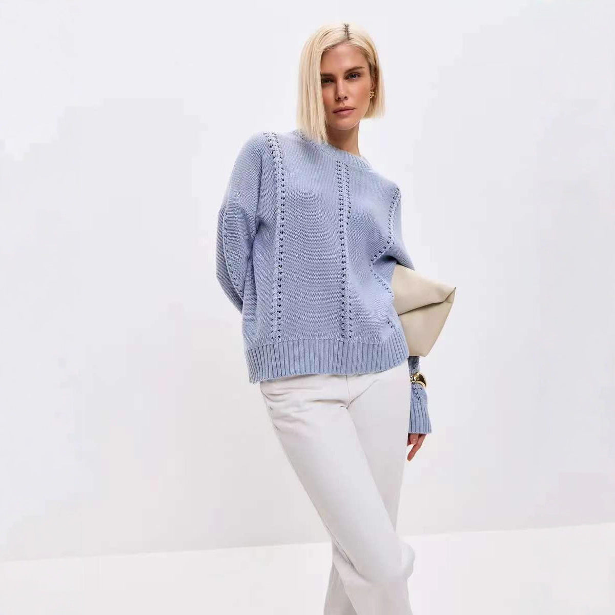 Pull en tricot pour femmes avec un design de trous raffiné et une coupe décontractée Chic und Stil