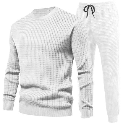 Chic and stylish textured design men's top and jogger pants set