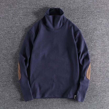 Pull en polaire à col montant pour hommes avec des coudières contrastantes Chic und Stil