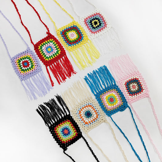 Sac à bandoulière à pompons en crochet pour femmes Chic und Stil