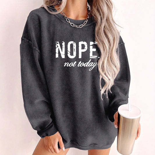 Pull oversized décontracté pour femmes avec impression statement et texture côtelée Chic und Stil