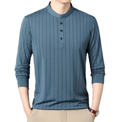 Chemise polo pour hommes avec un élégant motif rayé et une patte de boutonnage de haute qualité Chic und Stil