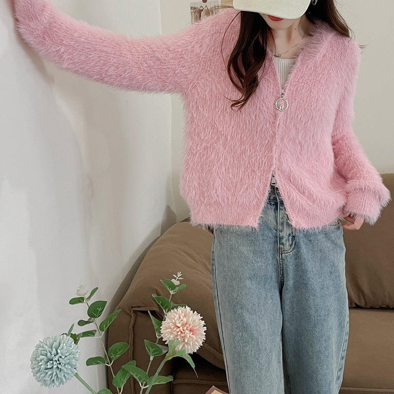 Dames pull-over doux avec capuche et matériau doux Chic und Stil
