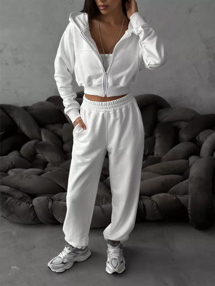 Women’s sporty cropped top and wide leisure pants set Chic and Style