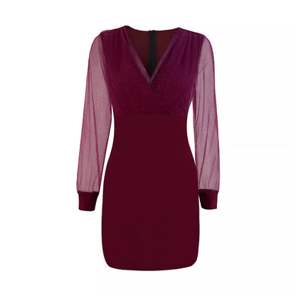Robe de cocktail scintillante pour femmes avec des manches transparentes Chic und Stil