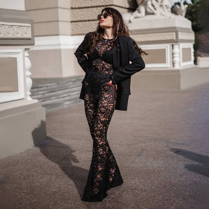 Dames Élégant Ensemble en Dentelle Chic und Stil