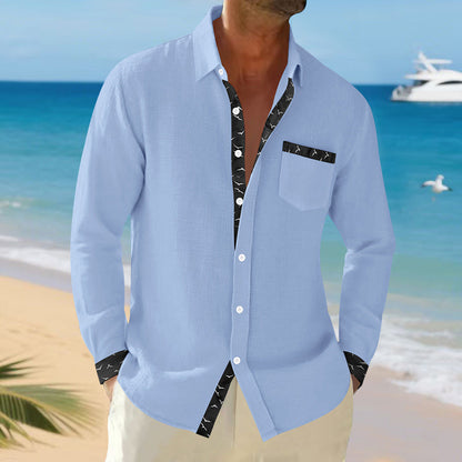 Chemise décontractée à manches longues pour hommes avec col tendance et poche poitrine Chic und Stil