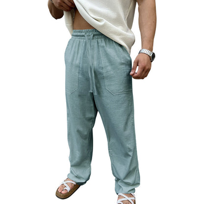 Men's casual linen pants with elastic waistband and practical side pockets Chic and Style