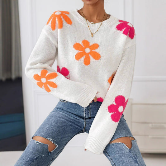 Pull femme avec design floral et encolure ronde Chic und Stil