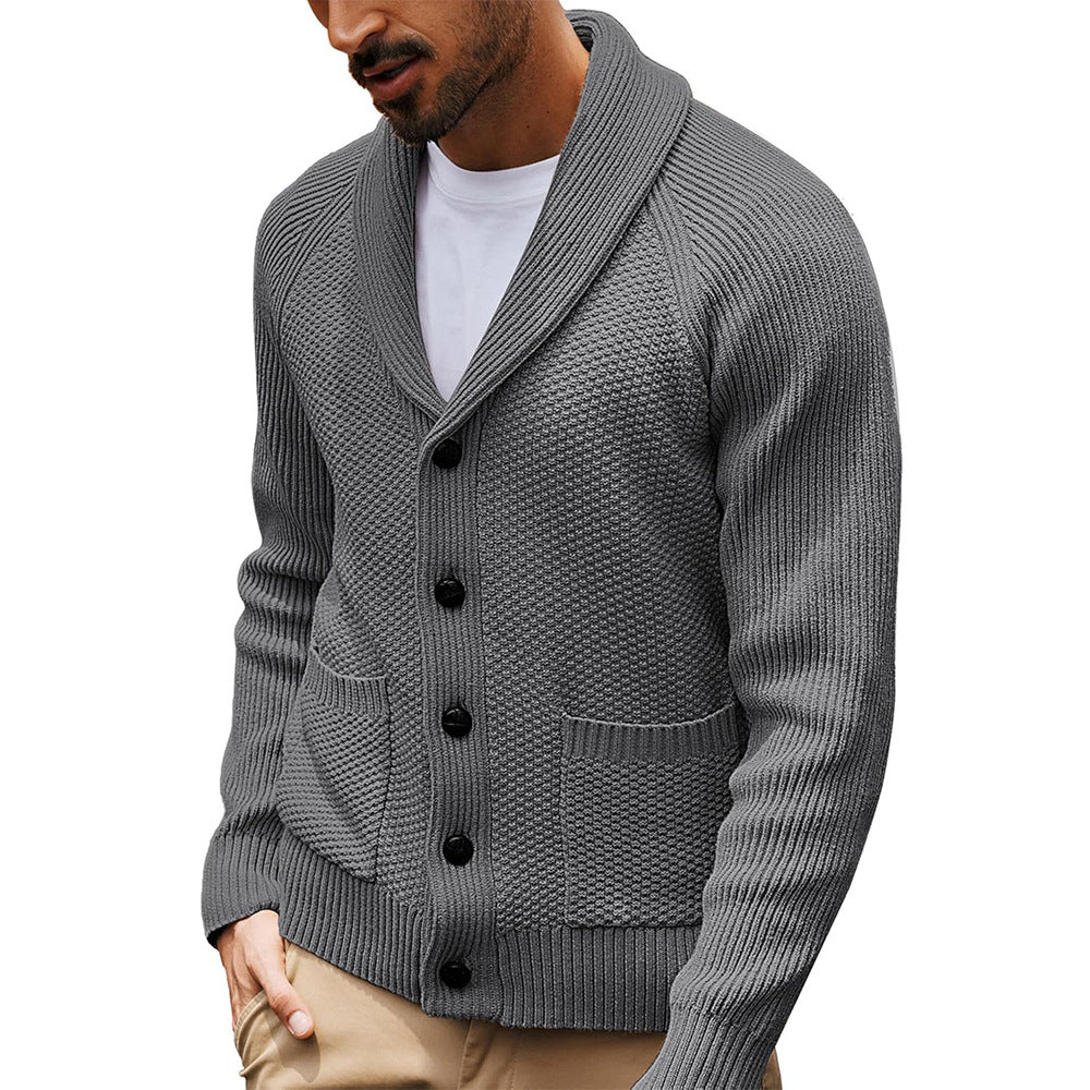 Men's knit jacket with textured design and practical shawl collar Chic and Style