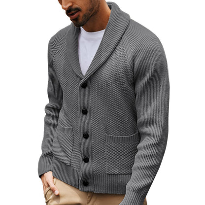 Men's knit jacket with textured design and practical shawl collar Chic and Style