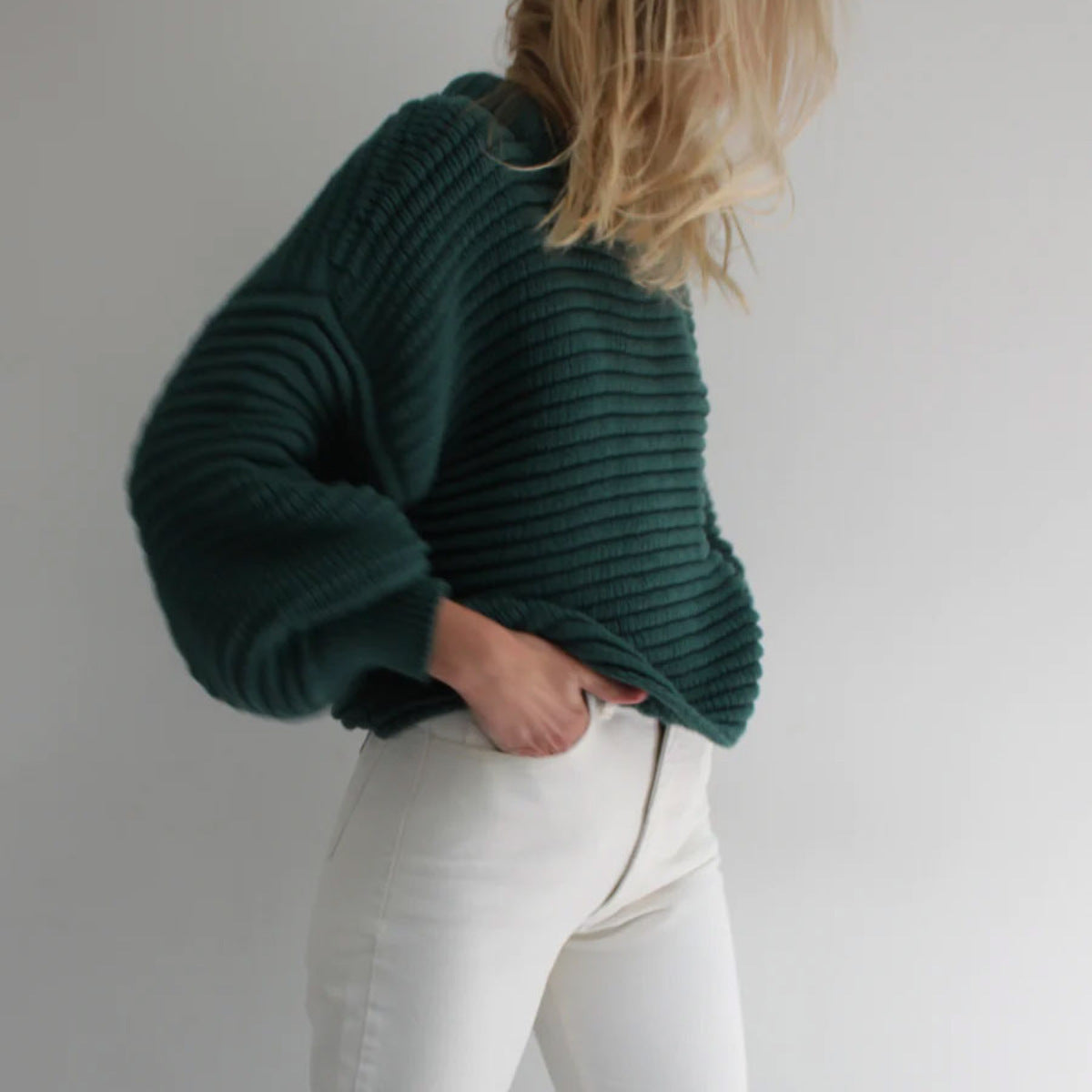 Dames pull over taille ample tricoté avec col montant douillet et coupe large Chic und Stil