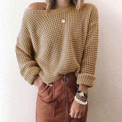 Femmes pull en tricot ample avec structure en spirale et large décolleté Chic und Stil
