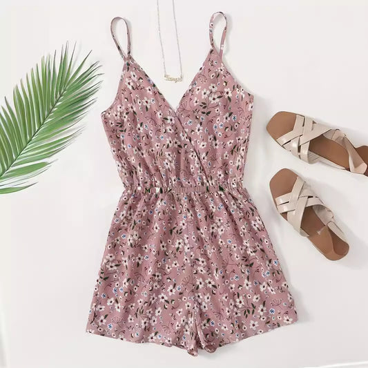 Femmes Élégante robe à fleurs avec des fines bretelles spaghetti et une taille élastique Chic und Stil
