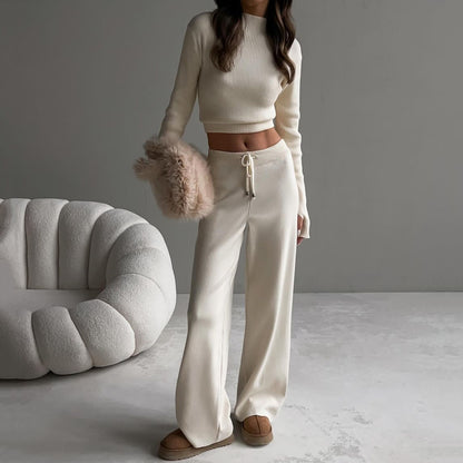 Chic and Style casual knit lounge set for women with wide pants