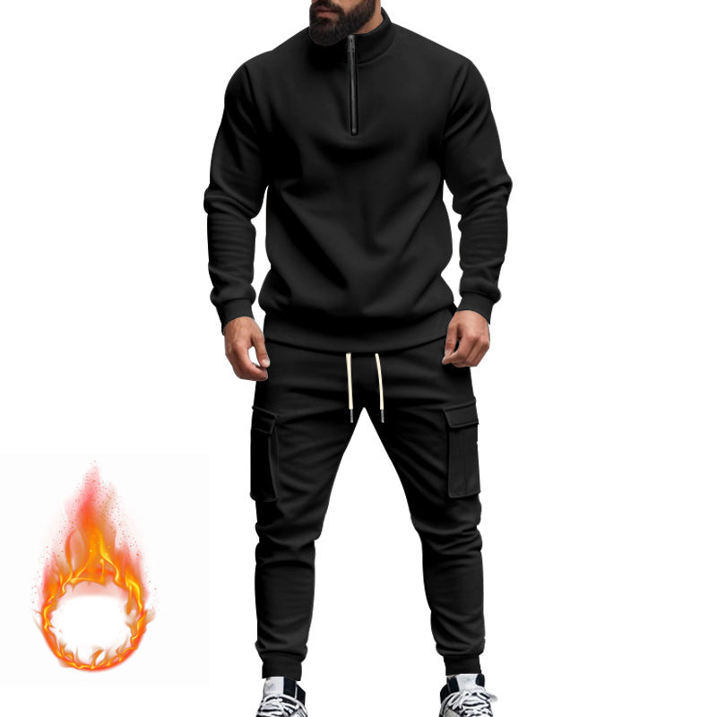 Men's fleece sports set with functional zipper and cargo pants Chic und Stil