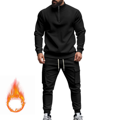 Men's fleece sports set with functional zipper and cargo pants Chic und Stil