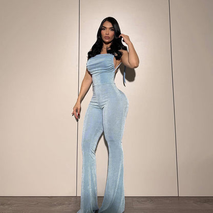 Dames Élégant Extensible Maxi Combinaison Chic und Stil