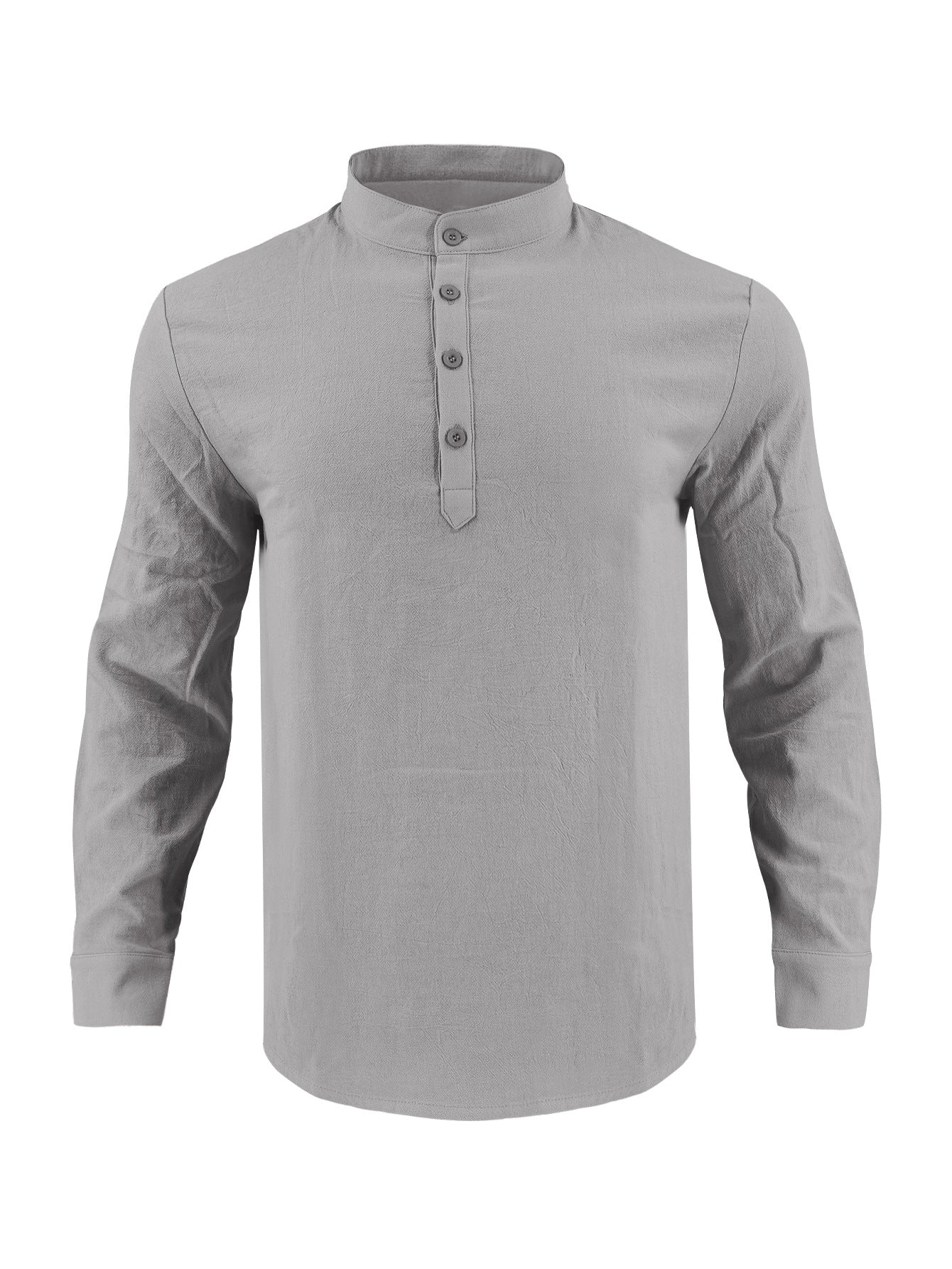 Chemise élégante pour hommes à manches longues avec col montant à la mode et surface texturée Chic und Stil