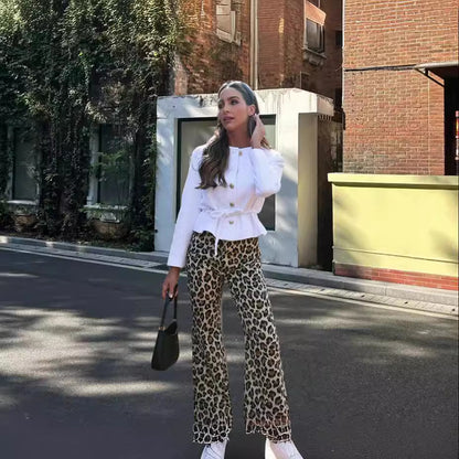 Chic and Style Women's Fabric Animal Print Pants