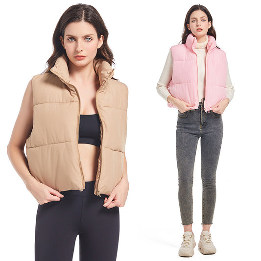 Dames doudoune sans manches avec col montant et cordon taille ajustable Chic und Stil