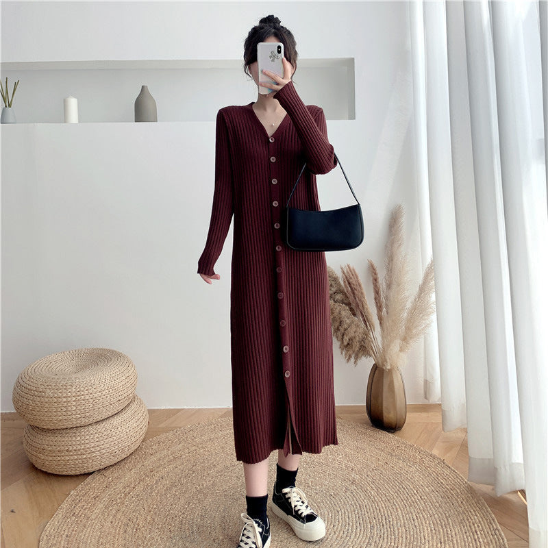 Robe cardigan élégante pour femmes avec bouton et ceinture en tissu structuré Chic und Stil