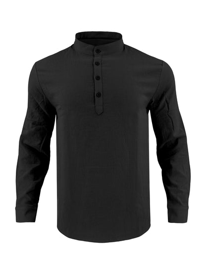 Chemise élégante pour hommes à manches longues avec col montant à la mode et surface texturée Chic und Stil