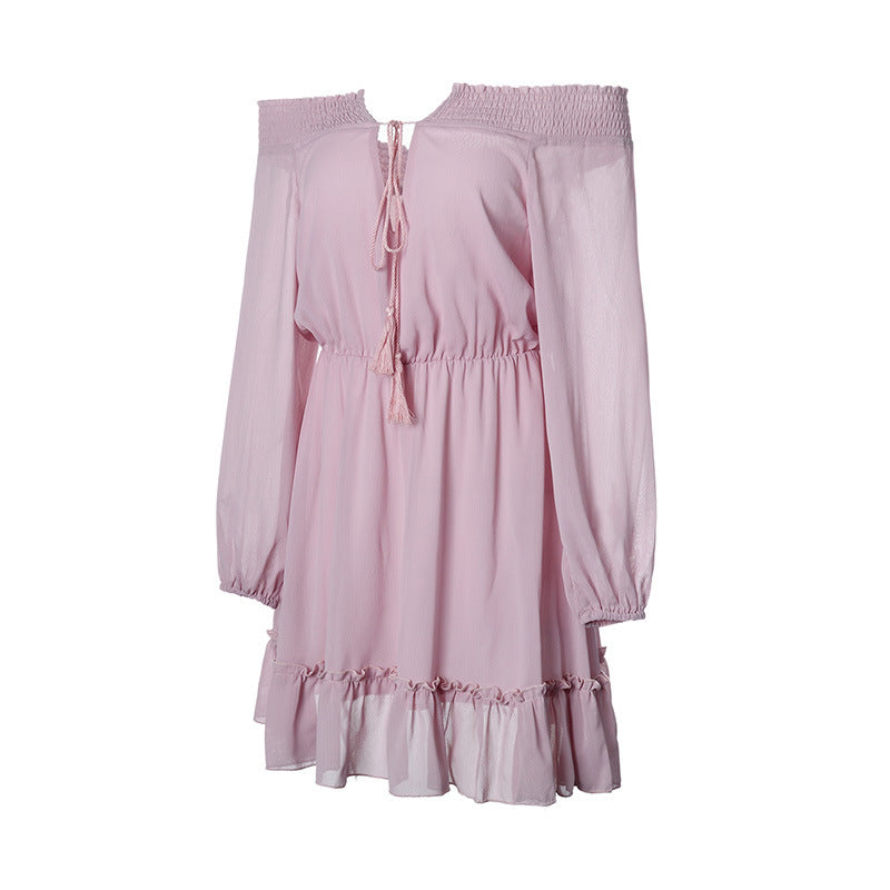 Robe off-shoulder pour femmes avec détails en volants et cordon de taille élastique Chic und Stil