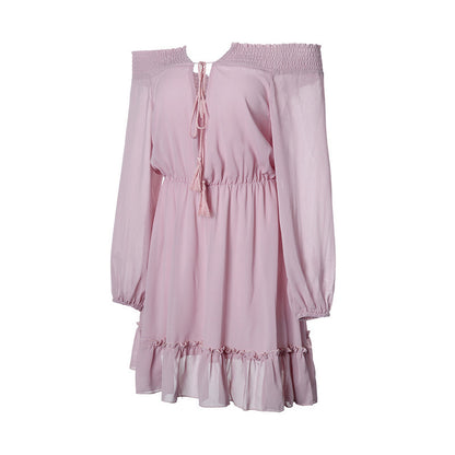 Robe off-shoulder pour femmes avec détails en volants et cordon de taille élastique Chic und Stil