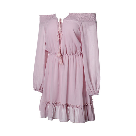 Robe off-shoulder pour femmes avec détails en volants et cordon de taille élastique Chic und Stil
