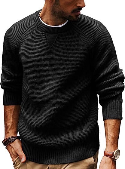 Pull en tricot décontracté pour hommes avec un motif de tissu structuré et un col rond Chic und Stil