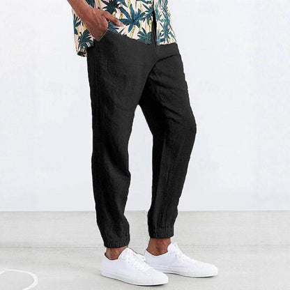 Casual linen pants for men with elastic waist and side pockets Chic and Style