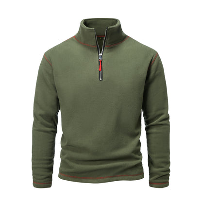 Fleece pullover for men with high collar and half-zip Chic and Style
