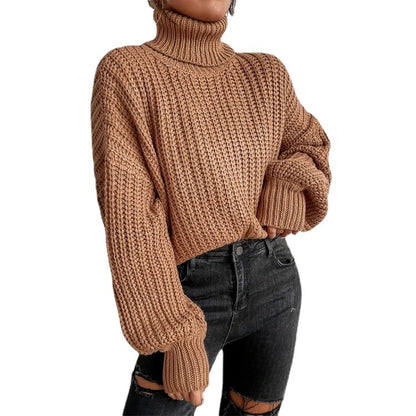Pull en laine épaisse pour femmes avec col haut et manches évasées Chic und Stil