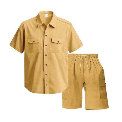 Chemise à manches courtes décontractée pour hommes et ensemble de shorts de loisirs avec poches pratiques Chic und Stil