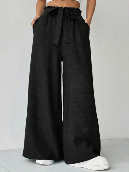 Ladies Wide Pants with Adjustable Waist Chic and Style