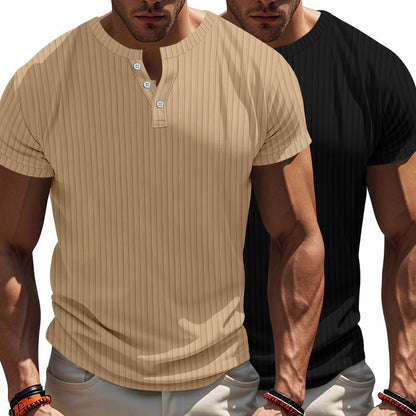 Chemise Henley à manches courtes pour hommes avec aspect côtelé structuré Chic und Stil