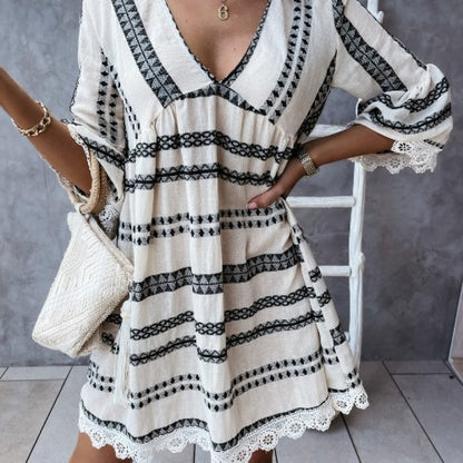 Robe mini à manches évasées style bohémien pour femmes Chic und Stil