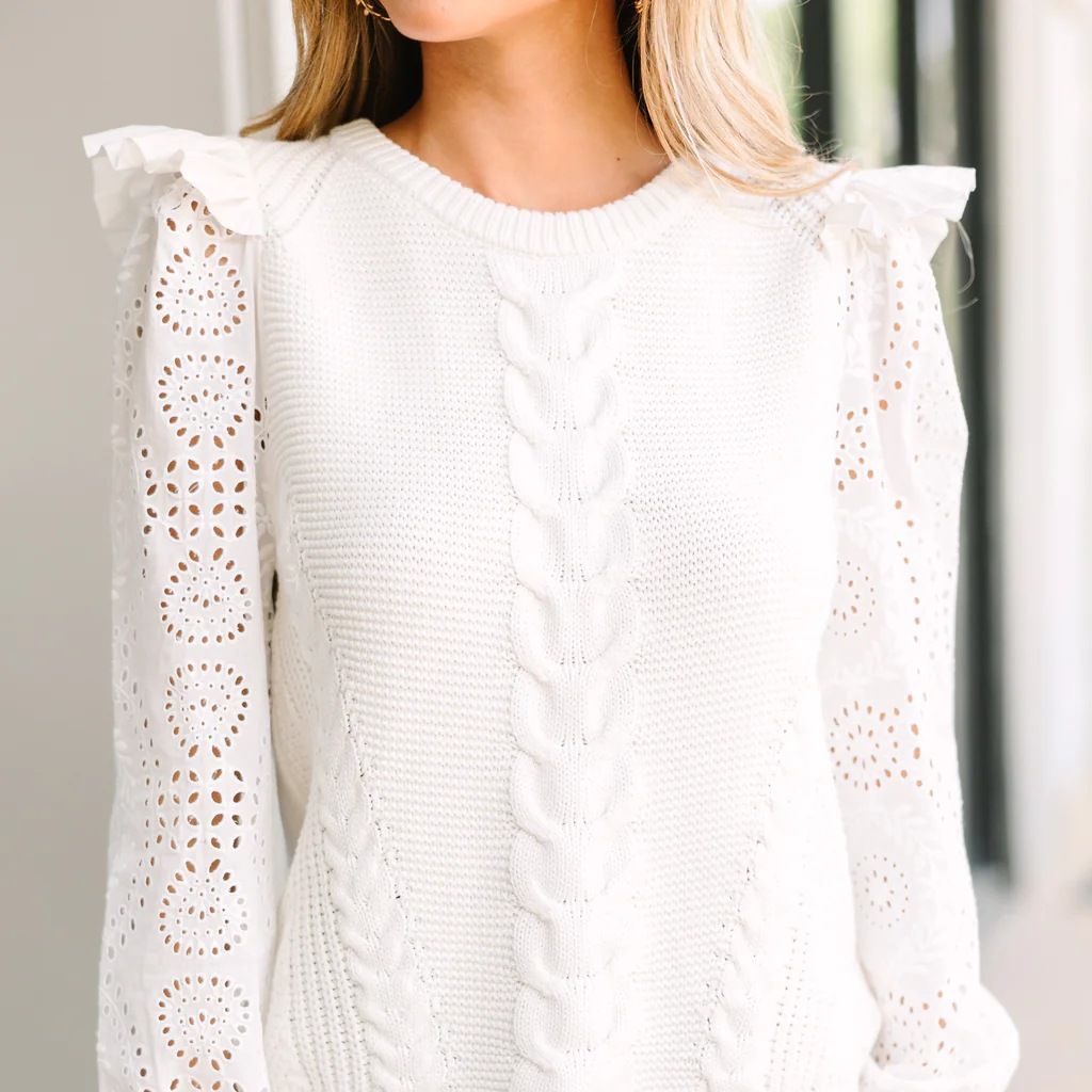 Pull en tricot élégant pour femmes avec détails en volants et motif ajouré Chic und Stil