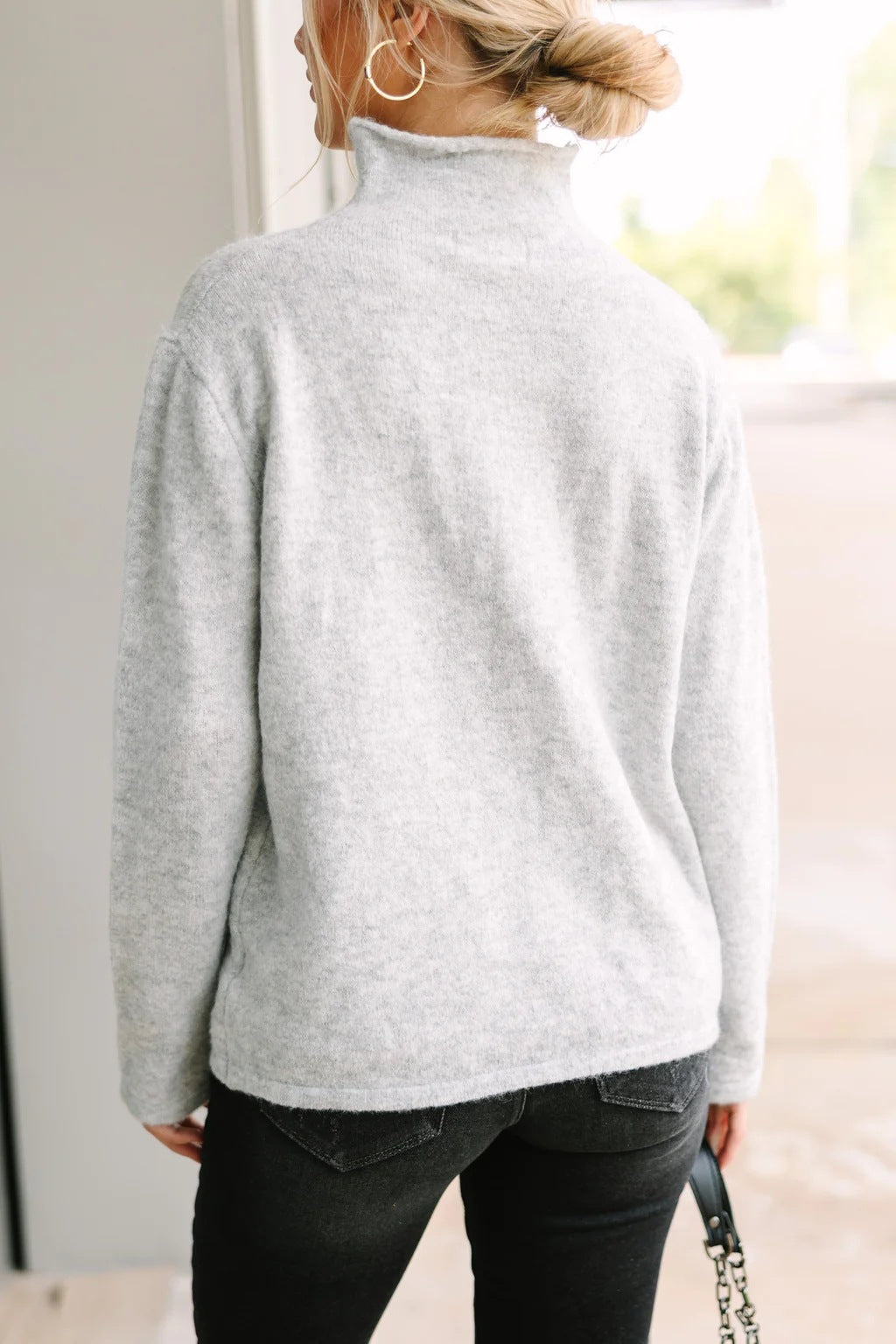 Dames élégant pull avec col haut et doux tricot fin Chic und Stil